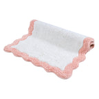 Cotton Scalloped Bathmat with Antiskid, 20X32 Inches, Pink, 100% Cotton Scalloped Bath Mat, Anti Skid, Soft & Absorbent Bathroom Rug for Shower, Tub & Entryway