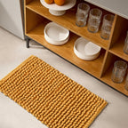 Cotton Polyester Popcorn Bath Rug, 17X24 Inches, Mustard, Polyester Cotton Bath Mat, Anti Skid, Soft & Absorbent Bathroom Rug for Shower, Tub & Entryway