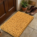 Cotton Polyester Popcorn Bath Rug, 17X24 Inches, Mustard, Polyester Cotton Bath Mat, Anti Skid, Soft & Absorbent Bathroom Rug for Shower, Tub & Entryway