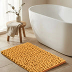 Cotton Polyester Popcorn Bath Rug, 17X24 Inches, Mustard, Polyester Cotton Bath Mat, Anti Skid, Soft & Absorbent Bathroom Rug for Shower, Tub & Entryway