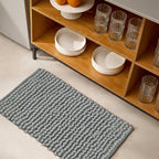 Cotton Polyester Popcorn Bath Rug, 17X24 Inches, Green, Polyester Cotton Bath Mat, Anti Skid, Soft & Absorbent Bathroom Rug for Shower, Tub & Entryway
