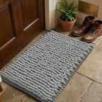 Cotton Polyester Popcorn Bath Rug, 17X24 Inches, Green, Polyester Cotton Bath Mat, Anti Skid, Soft & Absorbent Bathroom Rug for Shower, Tub & Entryway
