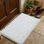 Cotton Polyester Popcorn Bath Rug, 17X24 Inches, White, Polyester Cotton Bath Mat, Anti Skid, Soft & Absorbent Bathroom Rug for Shower, Tub & Entryway