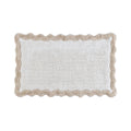 Cotton Scalloped Bathmat with Antiskid, 20X32 Inches, Linen, 100% Cotton Scalloped Bath Mat, Anti Skid, Soft & Absorbent Bathroom Rug for Shower, Tub & Entryway