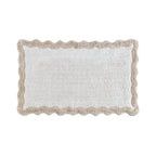 Cotton Scalloped Bathmat with Antiskid, 20X32 Inches, Linen, 100% Cotton Scalloped Bath Mat, Anti Skid, Soft & Absorbent Bathroom Rug for Shower, Tub & Entryway