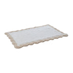 Cotton Scalloped Bathmat with Antiskid, 20X32 Inches, Linen, 100% Cotton Scalloped Bath Mat, Anti Skid, Soft & Absorbent Bathroom Rug for Shower, Tub & Entryway