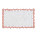 Cotton Scalloped Bathmat with Antiskid, 20X32 Inches, Pink, 100% Cotton Scalloped Bath Mat, Anti Skid, Soft & Absorbent Bathroom Rug for Shower, Tub & Entryway