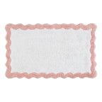 Cotton Scalloped Bathmat with Antiskid, 20X32 Inches, Pink, 100% Cotton Scalloped Bath Mat, Anti Skid, Soft & Absorbent Bathroom Rug for Shower, Tub & Entryway