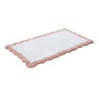 Cotton Scalloped Bathmat with Antiskid, 20X32 Inches, Pink, 100% Cotton Scalloped Bath Mat, Anti Skid, Soft & Absorbent Bathroom Rug for Shower, Tub & Entryway