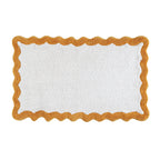Cotton Scalloped Bathmat with Antiskid, 20X32 Inches, Mustard, 100% Cotton Scalloped Bath Mat, Anti Skid, Soft & Absorbent Bathroom Rug for Shower, Tub & Entryway
