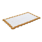 Cotton Scalloped Bathmat with Antiskid, 20X32 Inches, Mustard, 100% Cotton Scalloped Bath Mat, Anti Skid, Soft & Absorbent Bathroom Rug for Shower, Tub & Entryway
