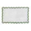 Cotton Scalloped Bathmat with Antiskid, 20X32 Inches, Sage, 100% Cotton Scalloped Bath Mat, Anti Skid, Soft & Absorbent Bathroom Rug for Shower, Tub & Entryway