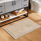 Savi Home Bath Mat Rug, 20X32 Inches, Linen, 100% Pure Cotton, Super Soft Bath Rugs, Plush & Absorbent, Hand Tufted Heavy Weight Construction, Full Reversible Step Out Rug
