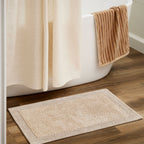 Savi Home Bath Mat Rug, 17X24 Inches, Linen, 100% Pure Cotton, Super Soft Bath Rugs, Plush & Absorbent, Hand Tufted Heavy Weight Construction, Full Reversible Step Out Rug