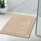 Savi Home Bath Mat Rug, 17X24 Inches, Linen, 100% Pure Cotton, Super Soft Bath Rugs, Plush & Absorbent, Hand Tufted Heavy Weight Construction, Full Reversible Step Out Rug