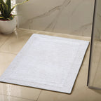 Savi Home Bath Mat Rug, 17X24 Inches, White, 100% Pure Cotton, Super Soft Bath Rugs, Plush & Absorbent, Hand Tufted Heavy Weight Construction, Full Reversible Step Out Rug
