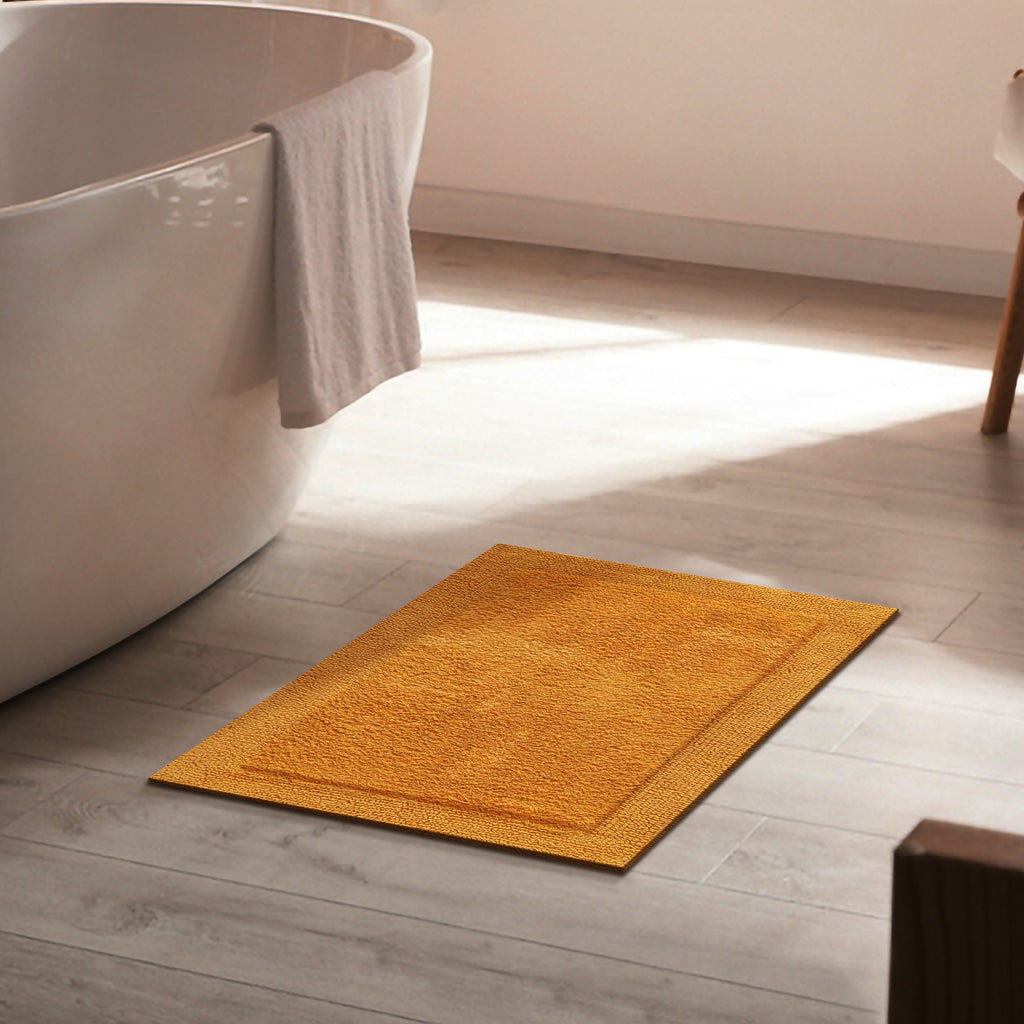 Savi Home Bath Mat Rug, 17X24 Inches, Mustard, 100% Pure Cotton, Super Soft Bath Rugs, Plush & Absorbent, Hand Tufted Heavy Weight Construction, Full Reversible Step Out Rug