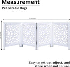 The Wooden Town Freestanding Dog Gate, Foldable 4-Panel Wooden Pet Gate for Doorways, Hallways & Stairs, Antique White, 72" W x 24" H