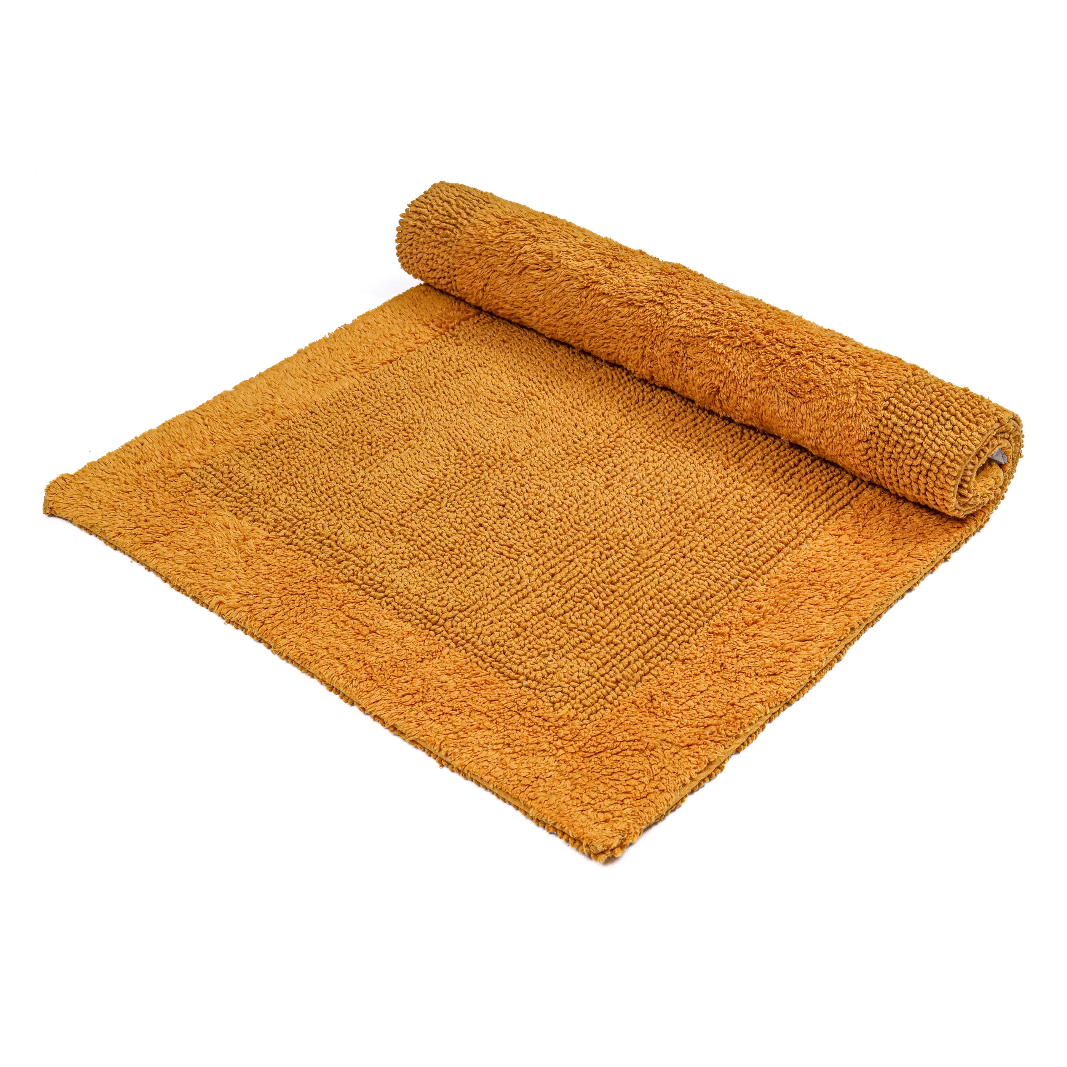 Savi Home Bath Mat Rug, 20X32 Inches, Mustard, 100% Pure Cotton, Super Soft Bath Rugs, Plush & Absorbent, Hand Tufted Heavy Weight Construction, Full Reversible Step Out Rug