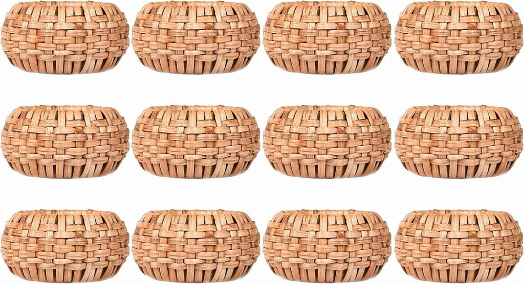 ALPHA Living HOME Napkin Rings Set of 12 - Handmade Decorative Serviette Rings for Dining Table, Weddings, Parties, Events, Holiday Gatherings, and Everyday Use Boho Rustic Farmhouse Décor (Brown)