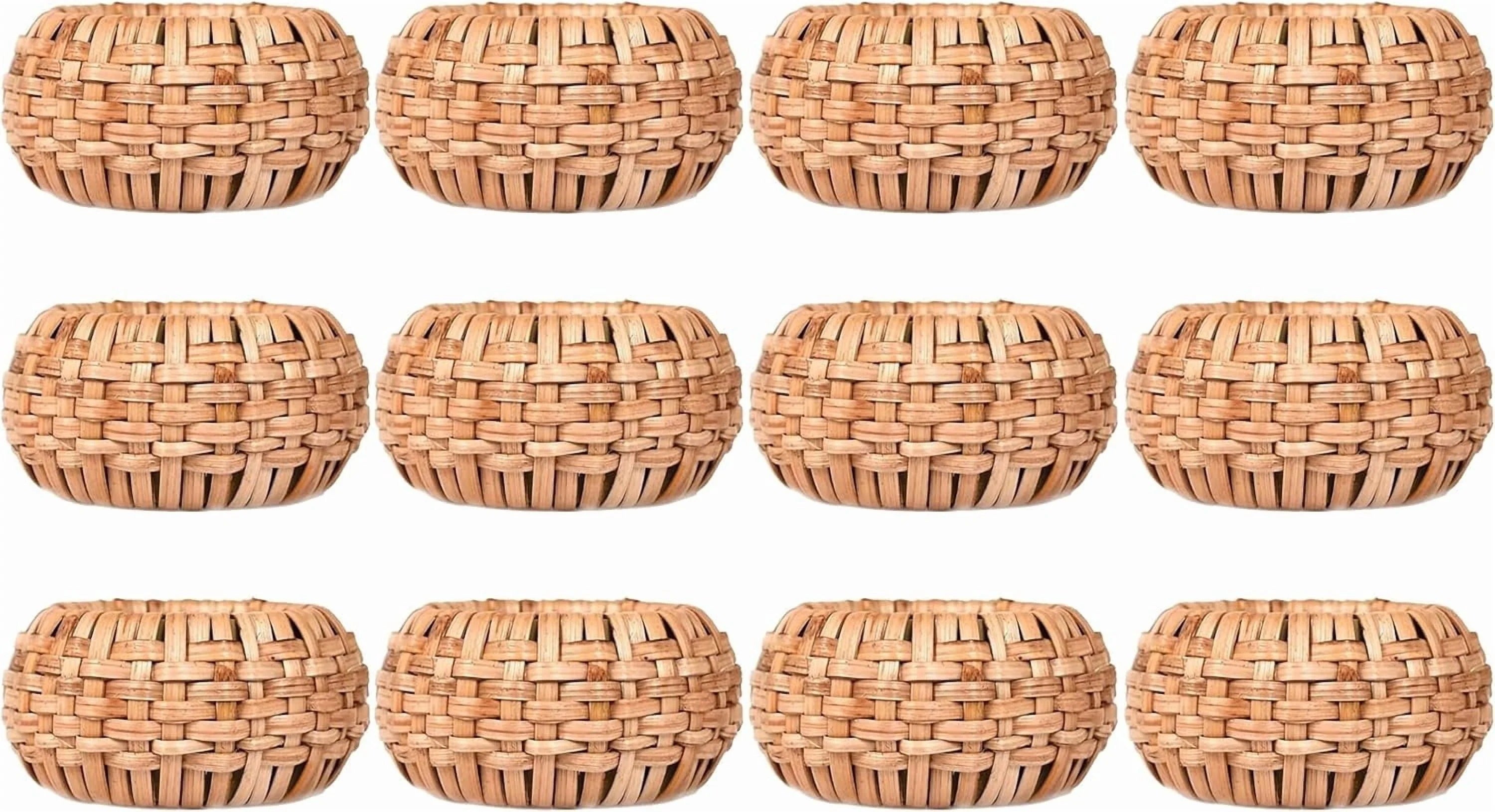 ALPHA Living HOME Napkin Rings Set of 12 - Handmade Decorative Serviette Rings for Dining Table, Weddings, Parties, Events, Holiday Gatherings, and Everyday Use Boho Rustic Farmhouse Décor (Brown)