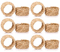 Alpha Living Home Rattan Napkin Rings, Natural Tan, Set of 12