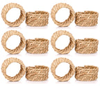 Alpha Living Home Rattan Napkin Rings, Natural Tan, Set of 12