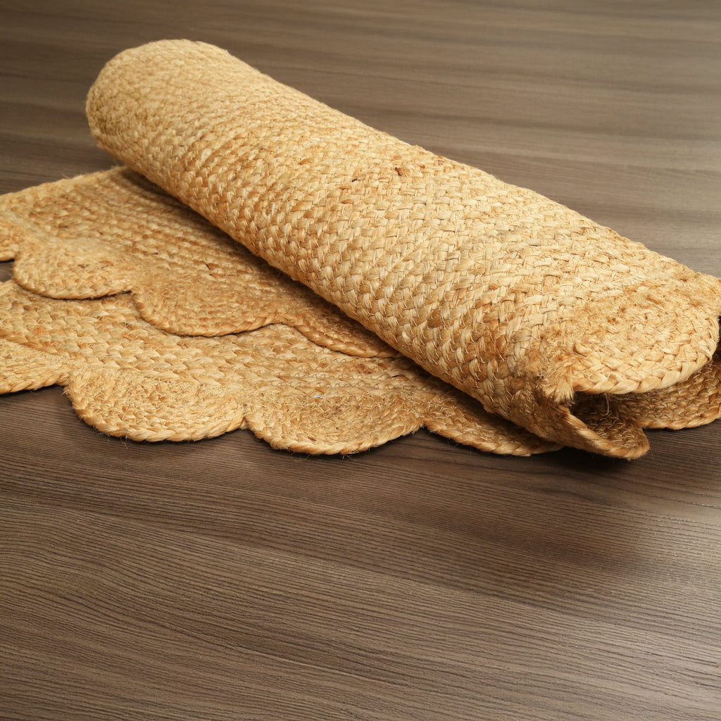 Hand Woven Jute Braided Rug, 22X36 Inches, Natural, Reversible Boho Entry Area Rug for Kitchen, Living Room, Farmhouse Indoor Outdoor Decorative Floor Rug