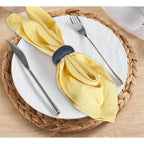 50 Pcs Woven Napkin Rings - Handcrafted Plastic & Rayon Decorative Napkin Holders for Table Settings, Dinner Parties, Weddings, Holiday Décor, Rustic Farmhouse Style (Navy Blue) - ALPHA Living HOME