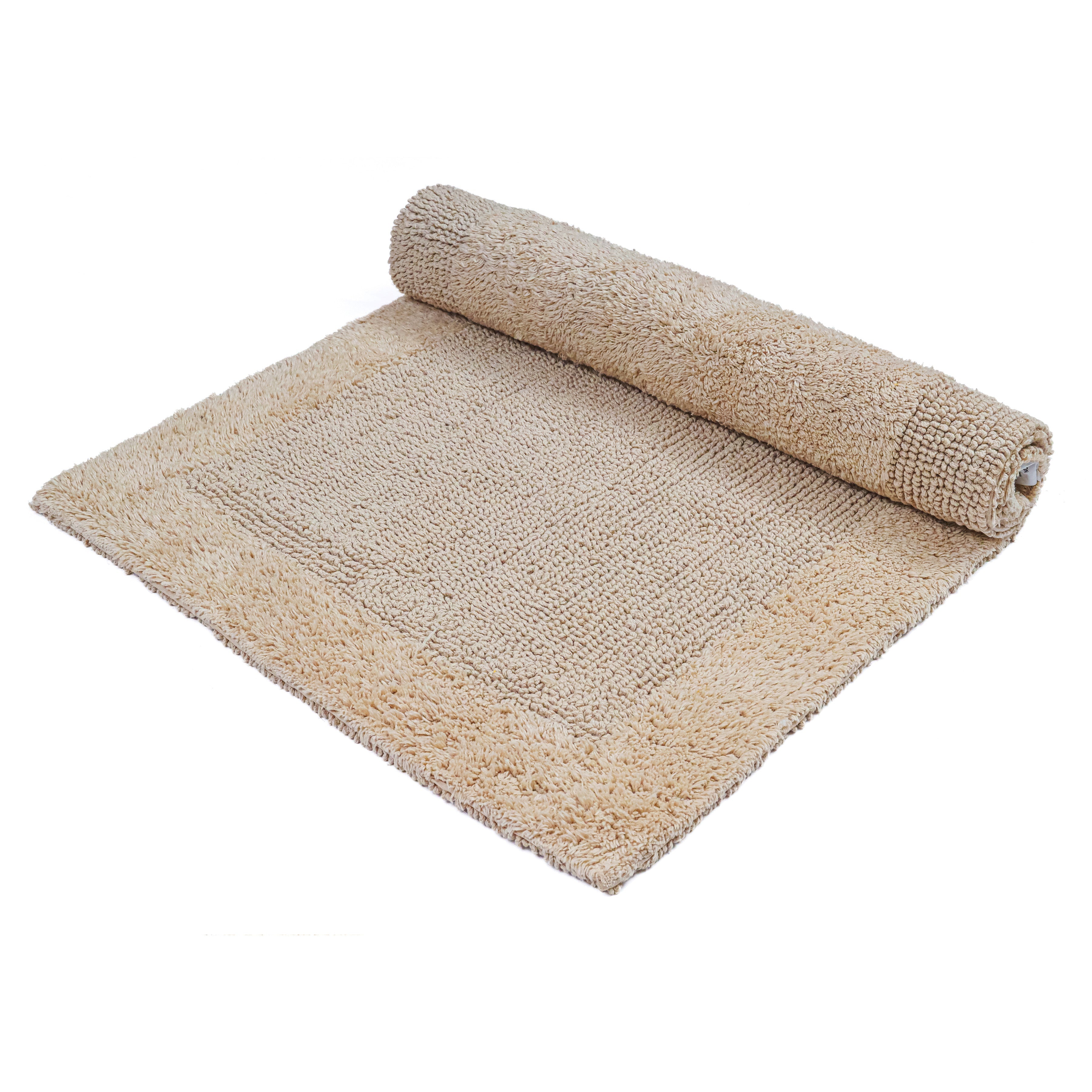 Savi Home Bath Mat Rug, 20X32 Inches, Linen, 100% Pure Cotton, Super Soft Bath Rugs, Plush & Absorbent, Hand Tufted Heavy Weight Construction, Full Reversible Step Out Rug