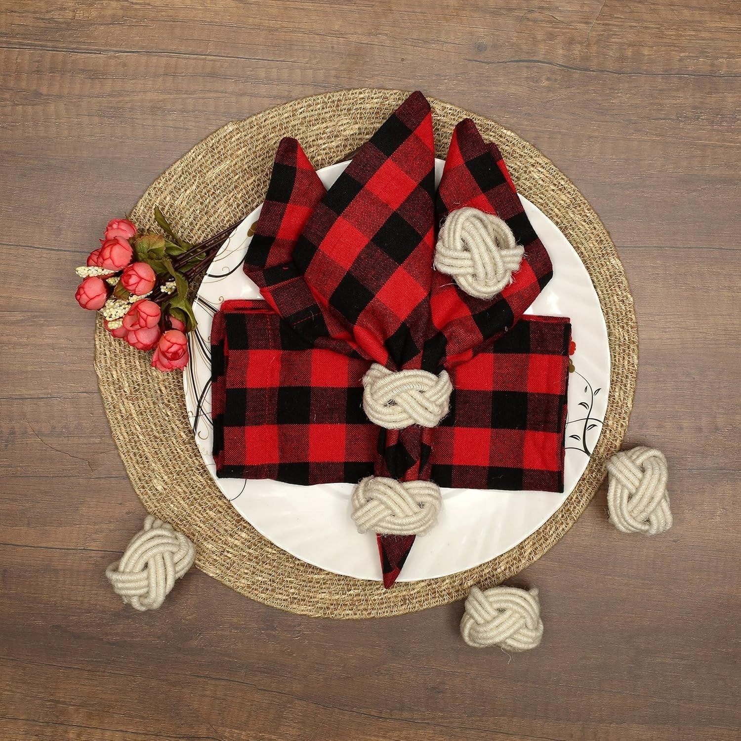 Artisan Handcrafted Cotton Napkin Rings Set of 50, Rustic Farmhouse Coastal Table Decor, Beach House Dining, Bohemian Linen Holder for Dinner Parties & Everyday Use (Off White) - ALPHA Living HOME