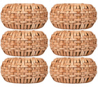 Natural Cane Napkin Rings Set of 6, Handwoven Table Decor, Bohemian Coastal Napkin Holders for Rustic Dining & Tropical Vibes - Sleek for Everyday Use (Brown) - ALPHA Living HOME