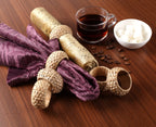 Natural Cane Napkin Rings Set of 8, Handwoven Table Decor, Bohemian Coastal Napkin Holders for Rustic Dining & Tropical Vibes - Sleek for Everyday Use (Brown) - ALPHA Living HOME