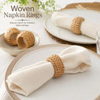 ALPHA Living HOME Napkin Rings Set of 12 - Handmade Decorative Serviette Rings for Dining Table, Weddings, Parties, Events, Holiday Gatherings, and Everyday Use Boho Rustic Farmhouse Décor (Brown)