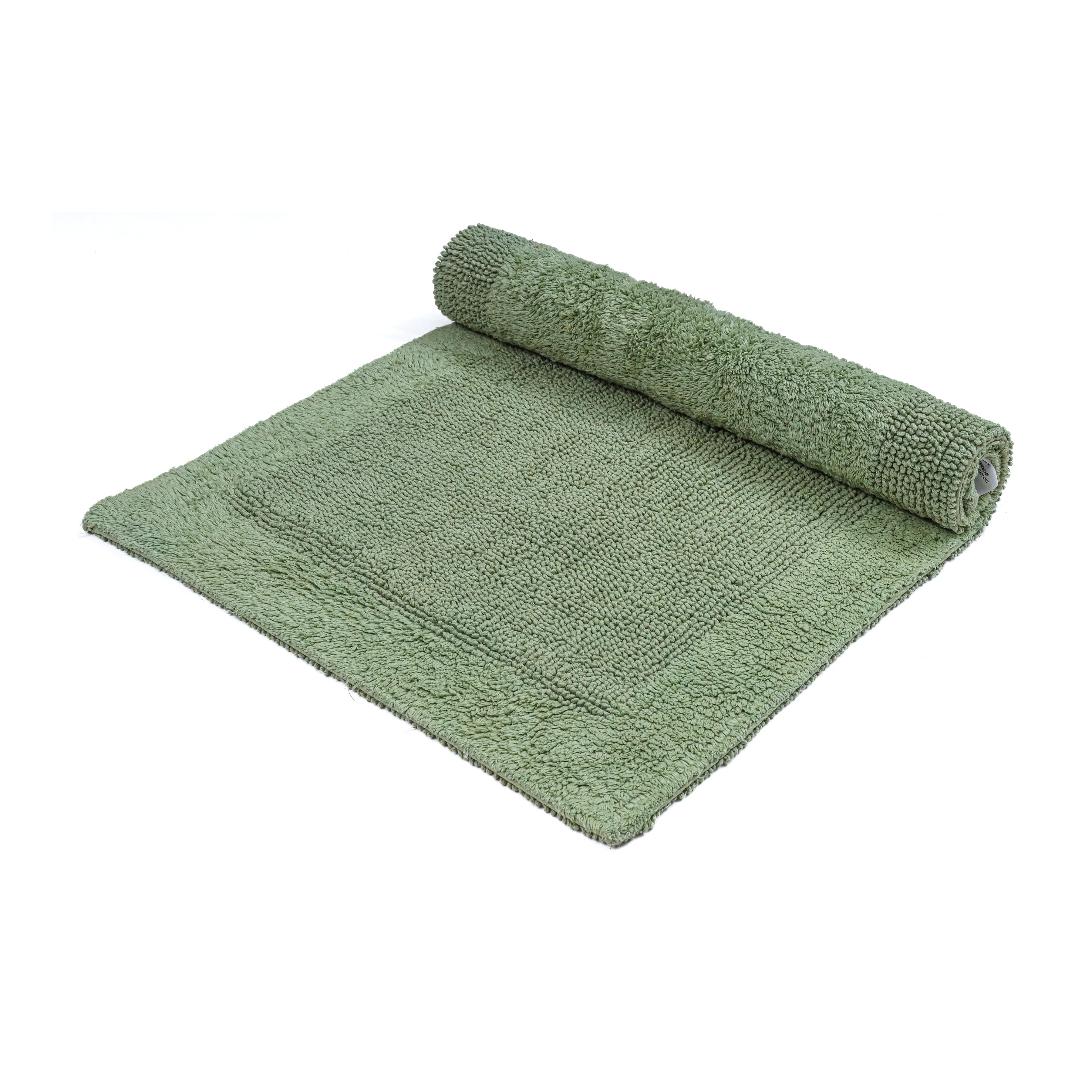 Savi Home Bath Mat Rug, 17X24 Inches, Green, 100% Pure Cotton, Super Soft Bath Rugs, Plush & Absorbent, Hand Tufted Heavy Weight Construction, Full Reversible Step Out Rug