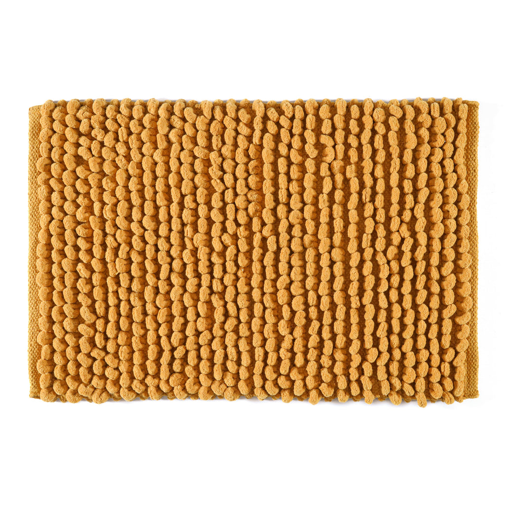 Cotton Polyester Popcorn Bath Rug, 17X24 Inches, Mustard, Polyester Cotton Bath Mat, Anti Skid, Soft & Absorbent Bathroom Rug for Shower, Tub & Entryway