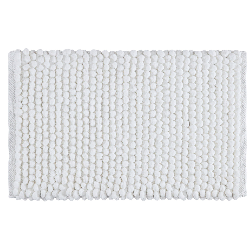 Cotton Polyester Popcorn Bath Rug, 17X24 Inches, White, Polyester Cotton Bath Mat, Anti Skid, Soft & Absorbent Bathroom Rug for Shower, Tub & Entryway