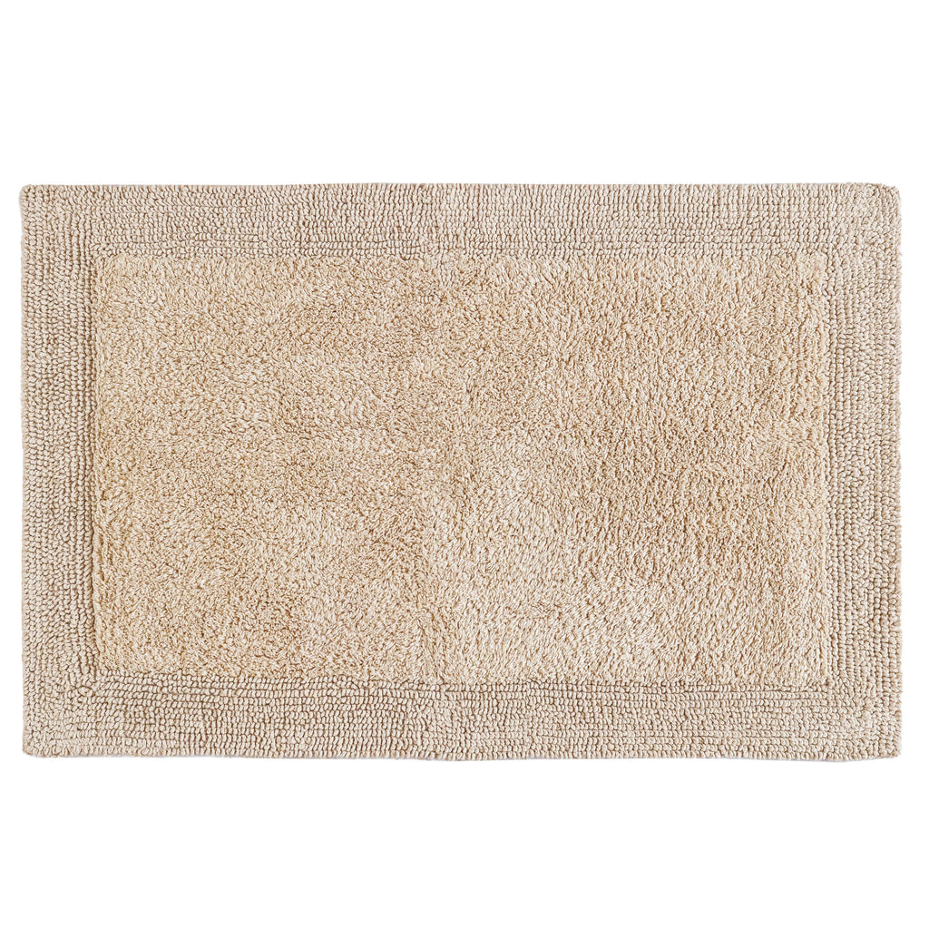 Savi Home Bath Mat Rug, 17X24 Inches, Linen, 100% Pure Cotton, Super Soft Bath Rugs, Plush & Absorbent, Hand Tufted Heavy Weight Construction, Full Reversible Step Out Rug
