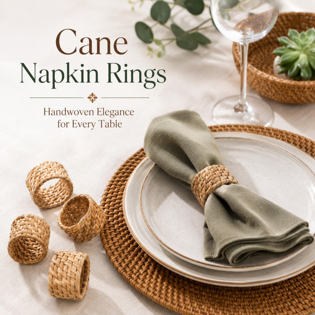 Rattan Napkin Rings, Natural, Set of 12