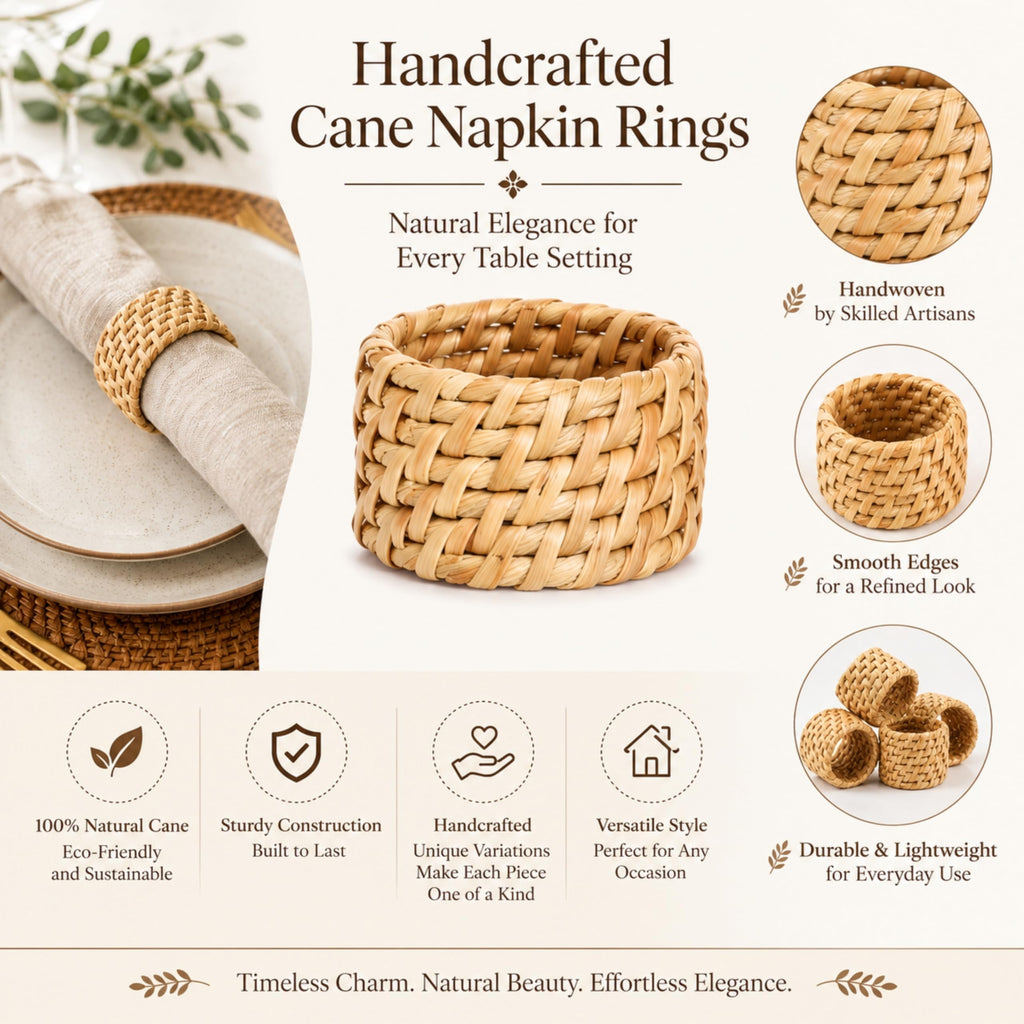 Rattan Napkin Rings, Natural, Set of 12