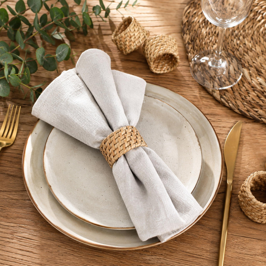 Rattan Napkin Rings, Natural, Set of 12