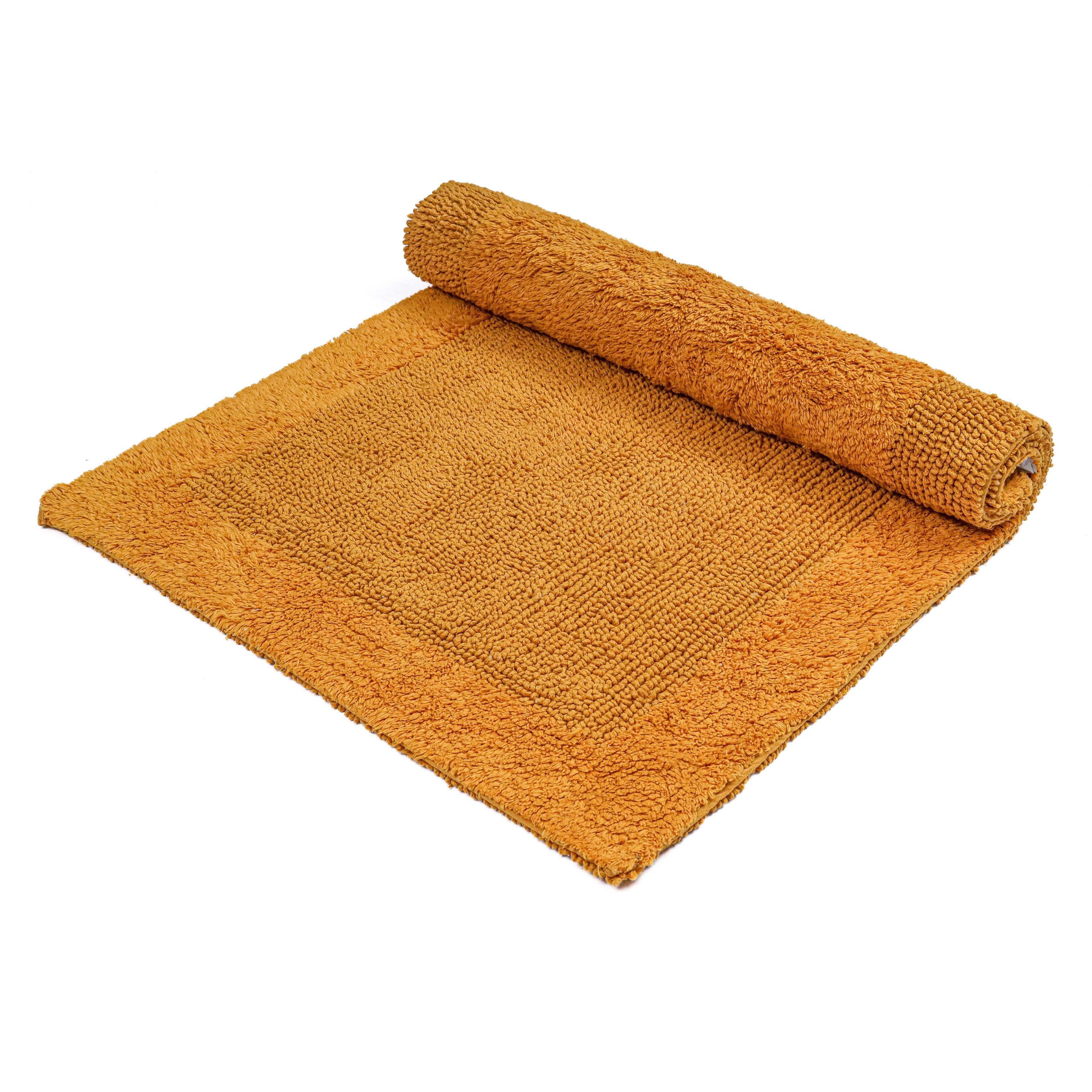 Savi Home Bath Mat Rug, 20X32 Inches, Mustard, 100% Pure Cotton, Super Soft Bath Rugs, Plush & Absorbent, Hand Tufted Heavy Weight Construction, Full Reversible Step Out Rug