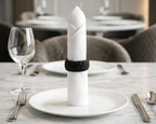 Artisan Cane Napkin Rings Set of 12, Earthy Woven Dinner Napkin Holders, Natural Bohemian Farmhouse Table Accessory for Dinner Parties & Everyday Use (Black) - ALPHA Living HOME