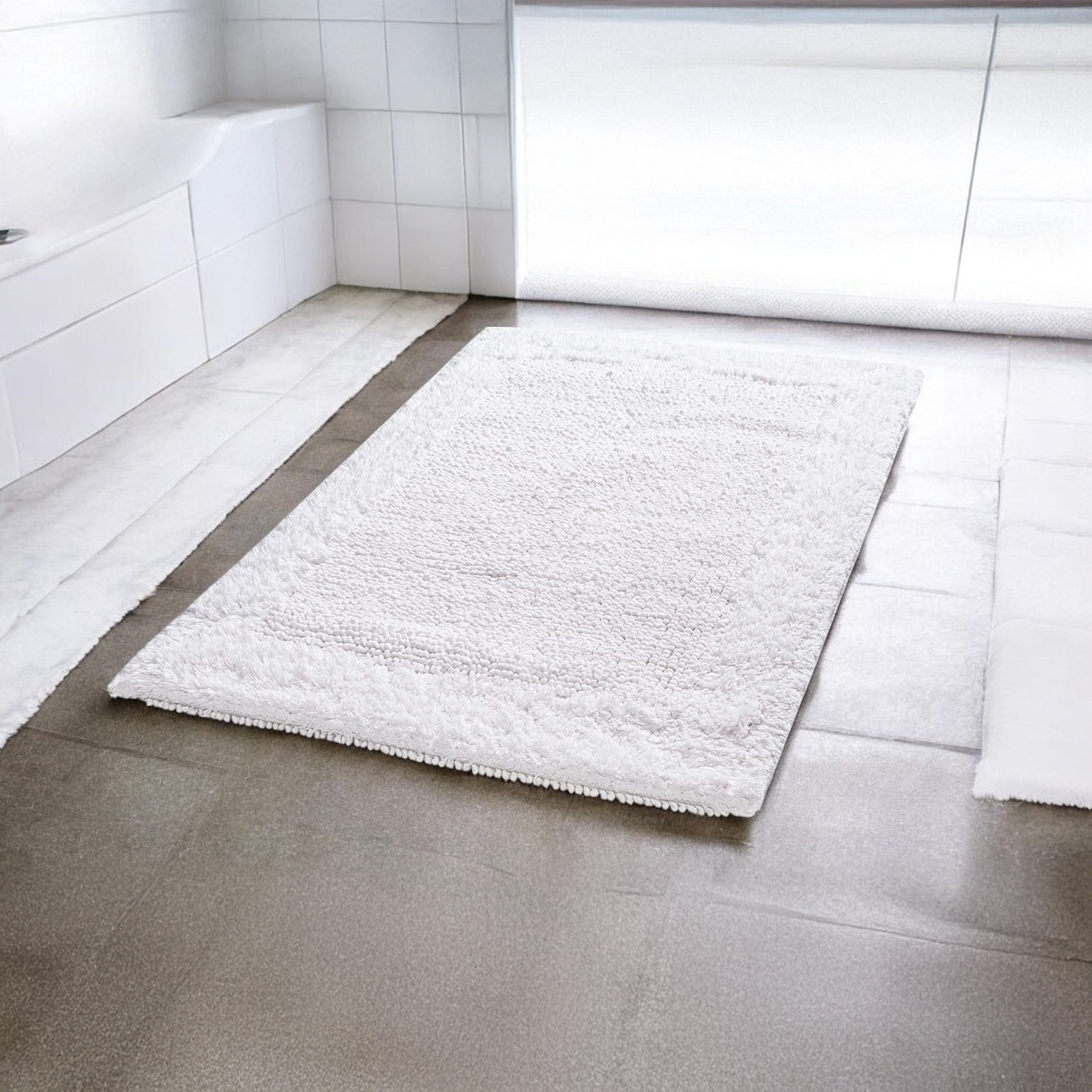 Savi Home Bath Mat Rug, 17X24 Inches, White, 100% Pure Cotton, Super Soft Bath Rugs, Plush & Absorbent, Hand Tufted Heavy Weight Construction, Full Reversible Step Out Rug