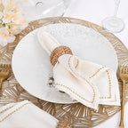 Natural Cane Napkin Rings Set of 6, Handwoven Table Decor, Bohemian Coastal Napkin Holders for Rustic Dining & Tropical Vibes - Sleek for Everyday Use (Brown) - ALPHA Living HOME