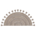 Half Circle Bohemian Bathroom Rug with Handwoven Crochet Border, 22X42 Inches, Beige, Beautifully Handcrafted 100% Cotton Mat, Round Boho Bedroom Rug, Boho Bathroom Décor, Machine Washable