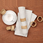 Alpha Living Home Rattan Napkin Rings, Natural Tan, Set of 12