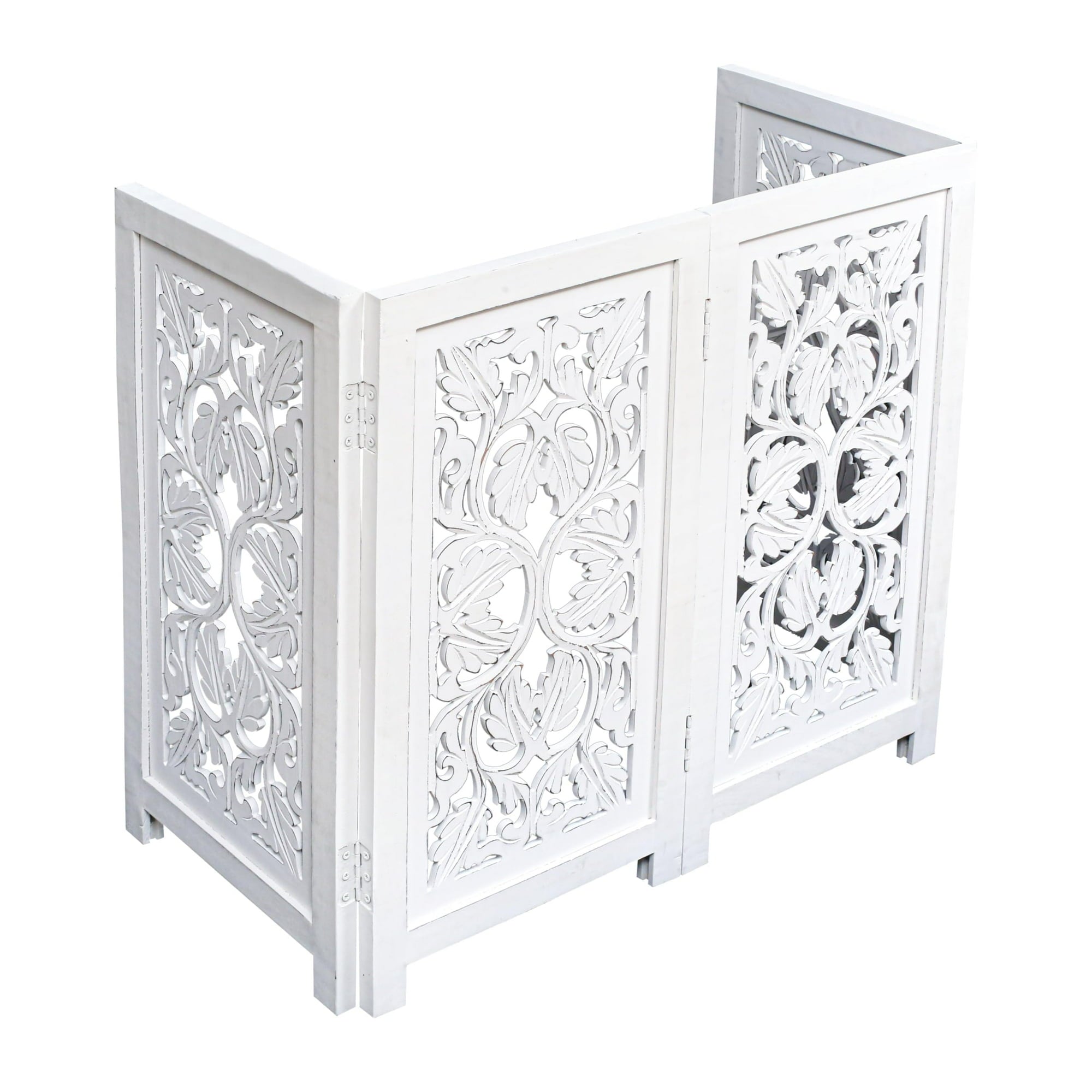Wooden Town 4-Panel Foldable Dog Gate – 56" W x 28" H