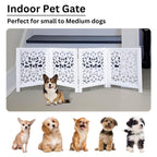 The Wooden Town Freestanding Dog Gate, Foldable 4-Panel Wooden Pet Gate for Doorways, Hallways & Stairs, Antique White, 72" W x 24" H