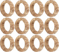 ALPHA Living HOME Decorative Napkin Rings Set of 12 - Handmade Rattan Napkin Holders - Cane Serviette Rings for Table Decor - Bulk Pack for Parties, Weddings, Dinners, Family Gatherings (Natural)